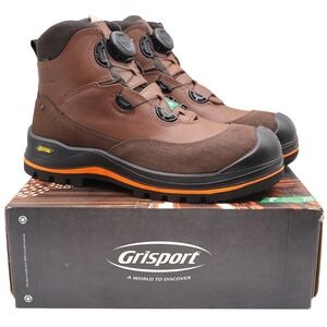 Grisport BOA Wolf Safety Boot Mens 11 Brown Waterproof Vibram Composite Toe 6"